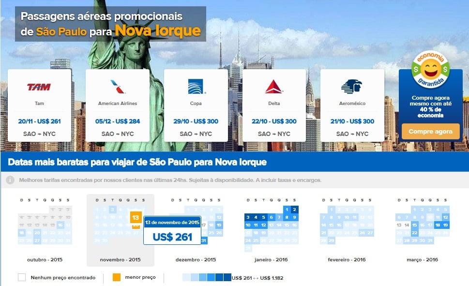 Passagens em promoção para Nova York Passagens em promoção para Nova York